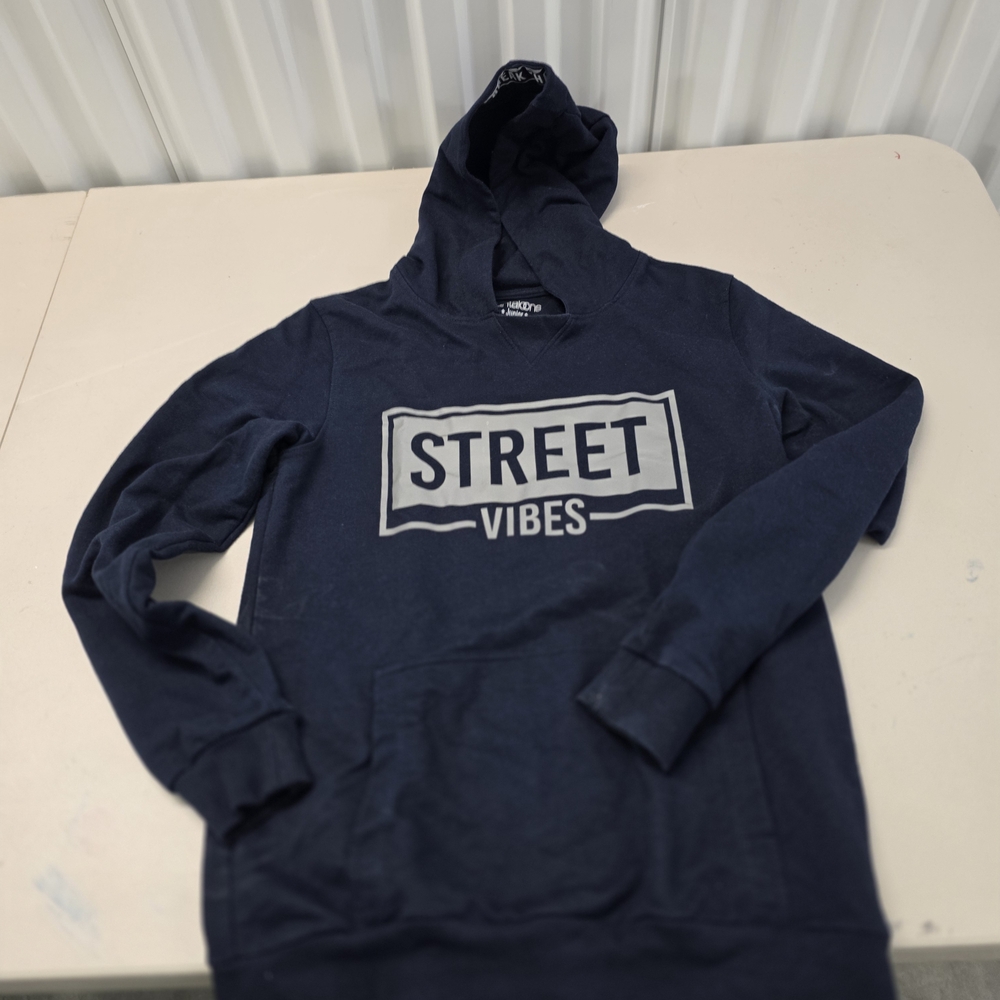 Kids Navy 'Street Vibes' Hooded Sweatshirt - Youth Pullover Hoodie